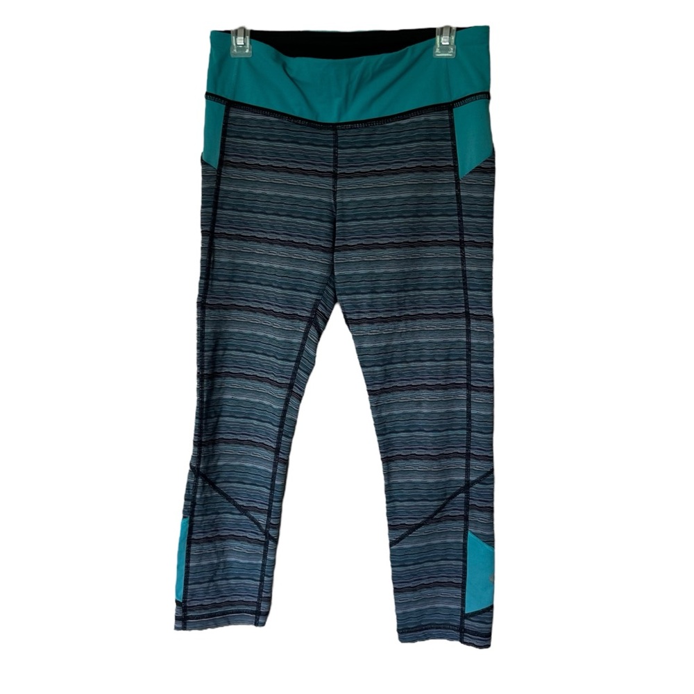 Lululemon Pace Rival Crop Womens Leggings Peacock Blue Zip Pocket Mid Rise